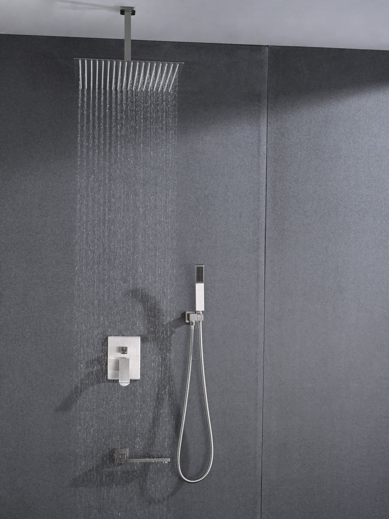 Ceiling Mounted Shower System Combo Set with Handheld and 16"Shower head