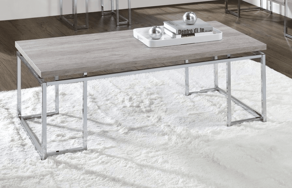 Chafik Natural Oak & Chrome Finish Coffee Table