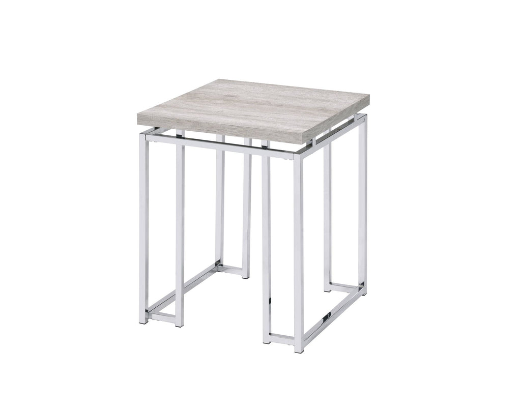 Chafik Natural Oak & Chrome Finish End Table