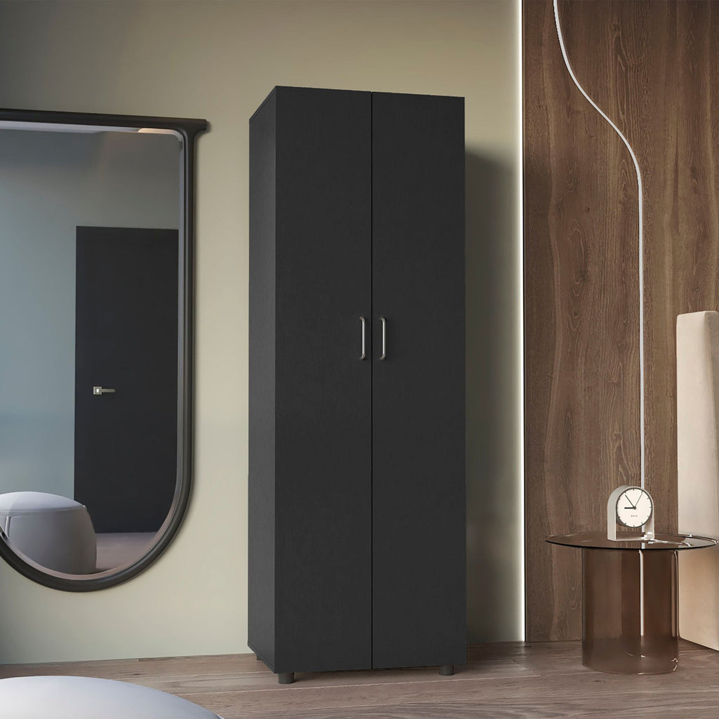 Chagrin 2-Shelf Rectangle Armoire Black Wengue