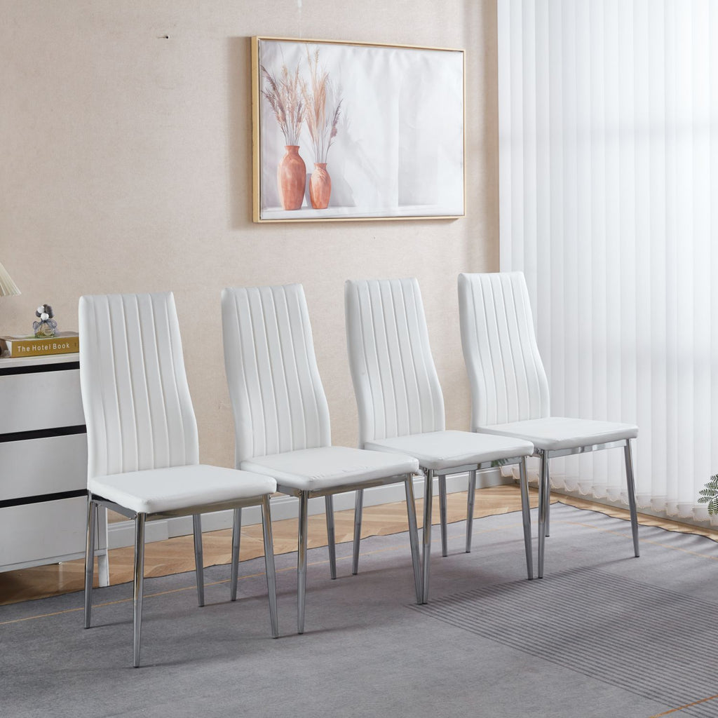 chair set of 4,CHROME COLOR LEG,WHITE SEAT