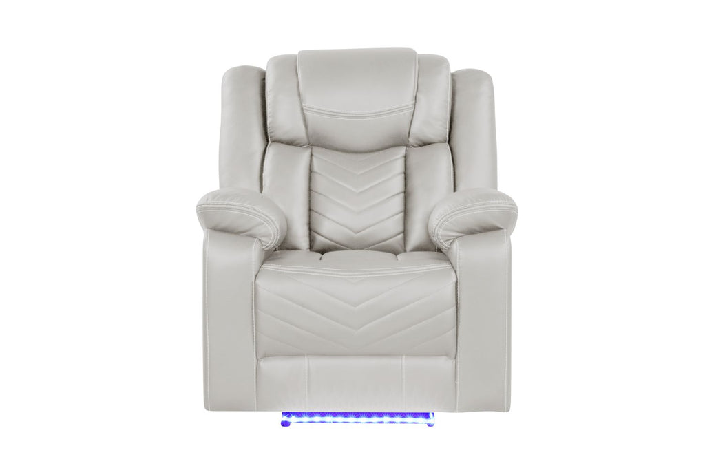 Challenger Modern Contemporary LED Power Recliner Chair made with wood and metal frame in Beige