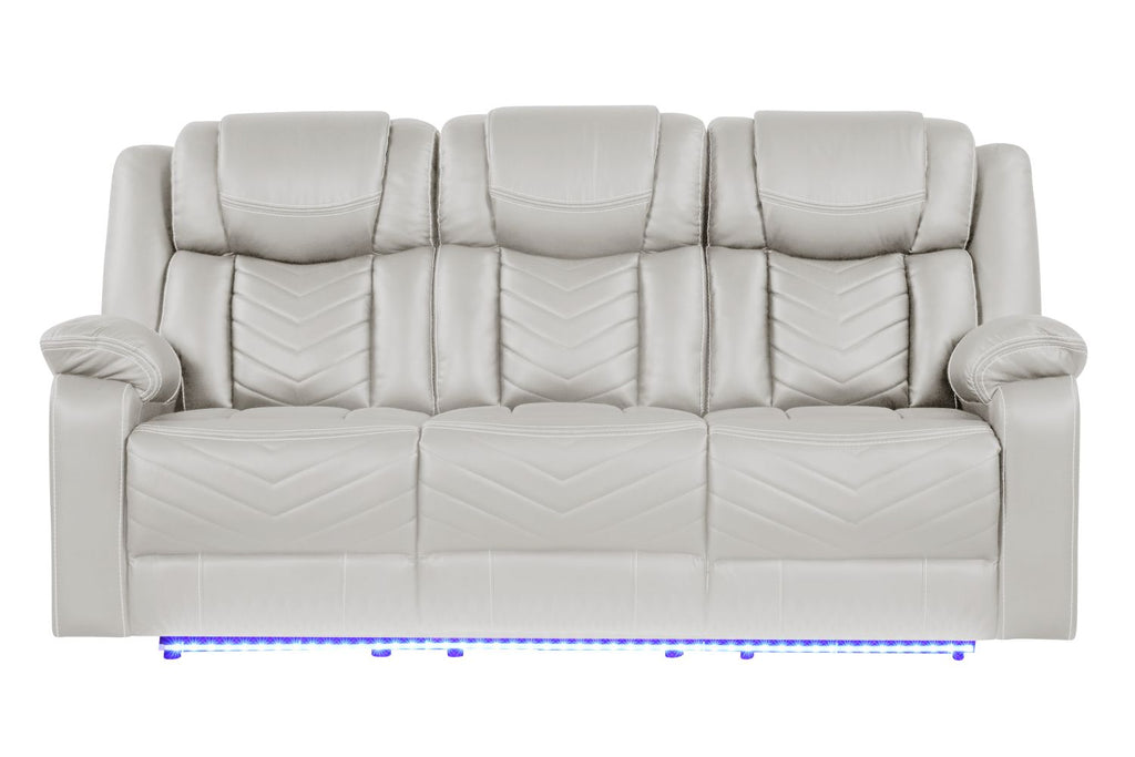 Challenger Modern Contemporary LED Power Recliner Sofa including cup holders made with wood and metal frame in Beige