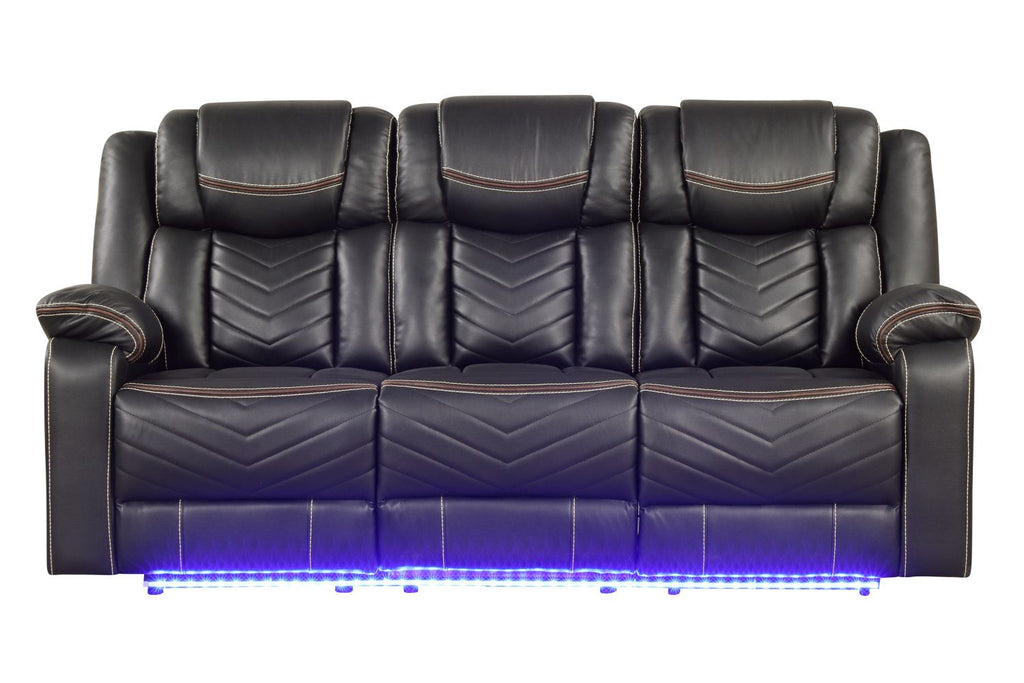 Challenger Modern Contemporary LED Power Recliner Sofa including cup holders made with wood and metal frame in Gray