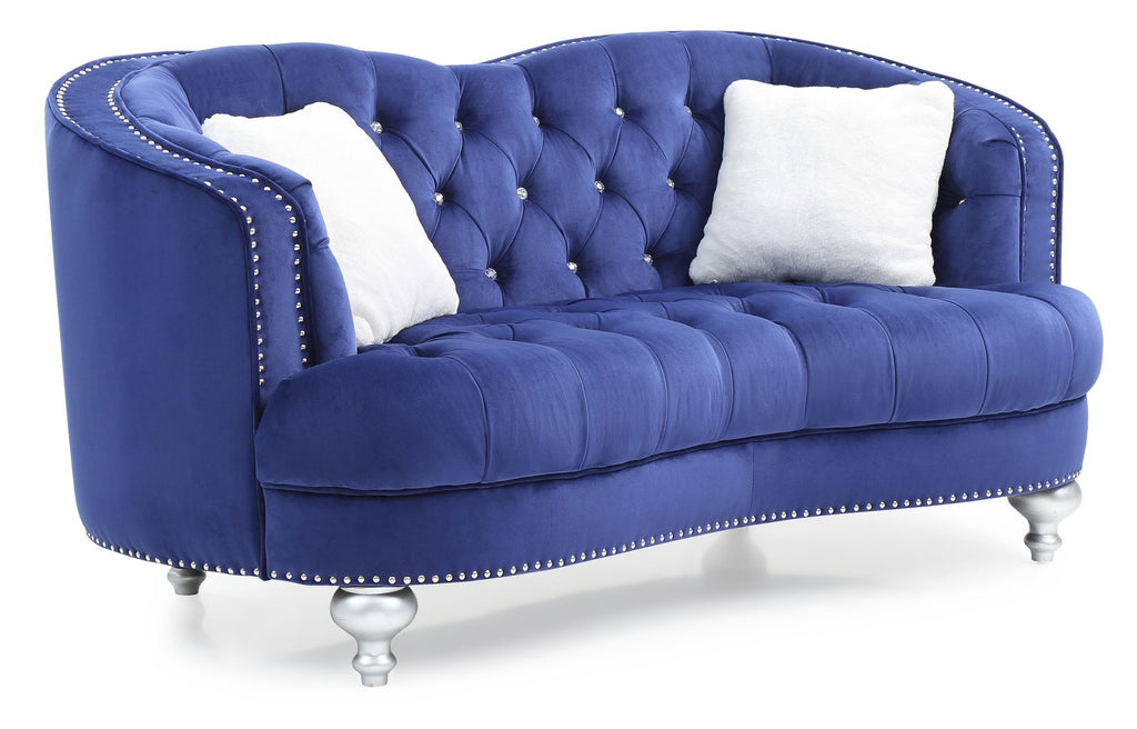 Charming Blue Traditional Loveseat