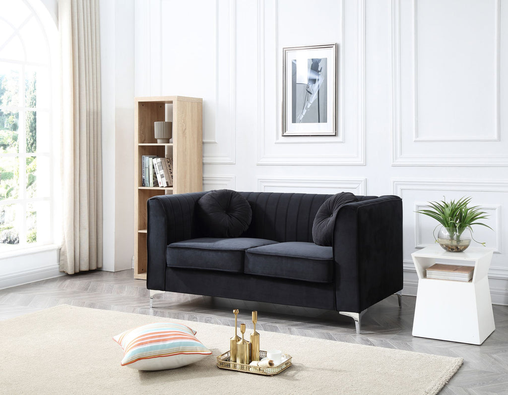 Chic Black Sloped Arm Loveseat For Two