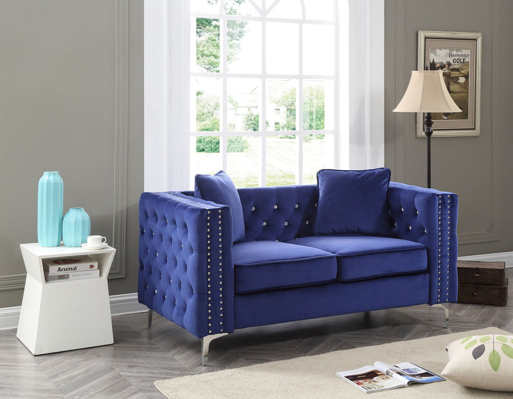 Chic Contemporary Loveseat In Blue