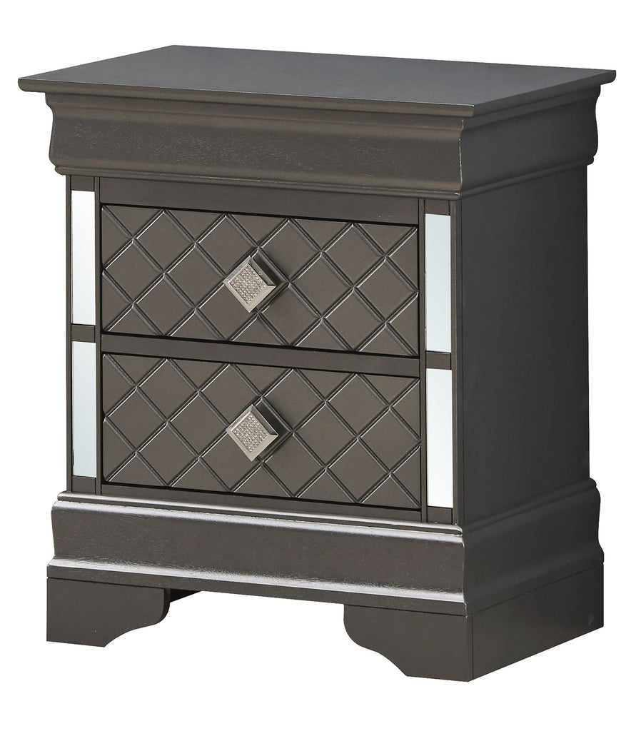 Chic Metallic Black Modern Nightstand