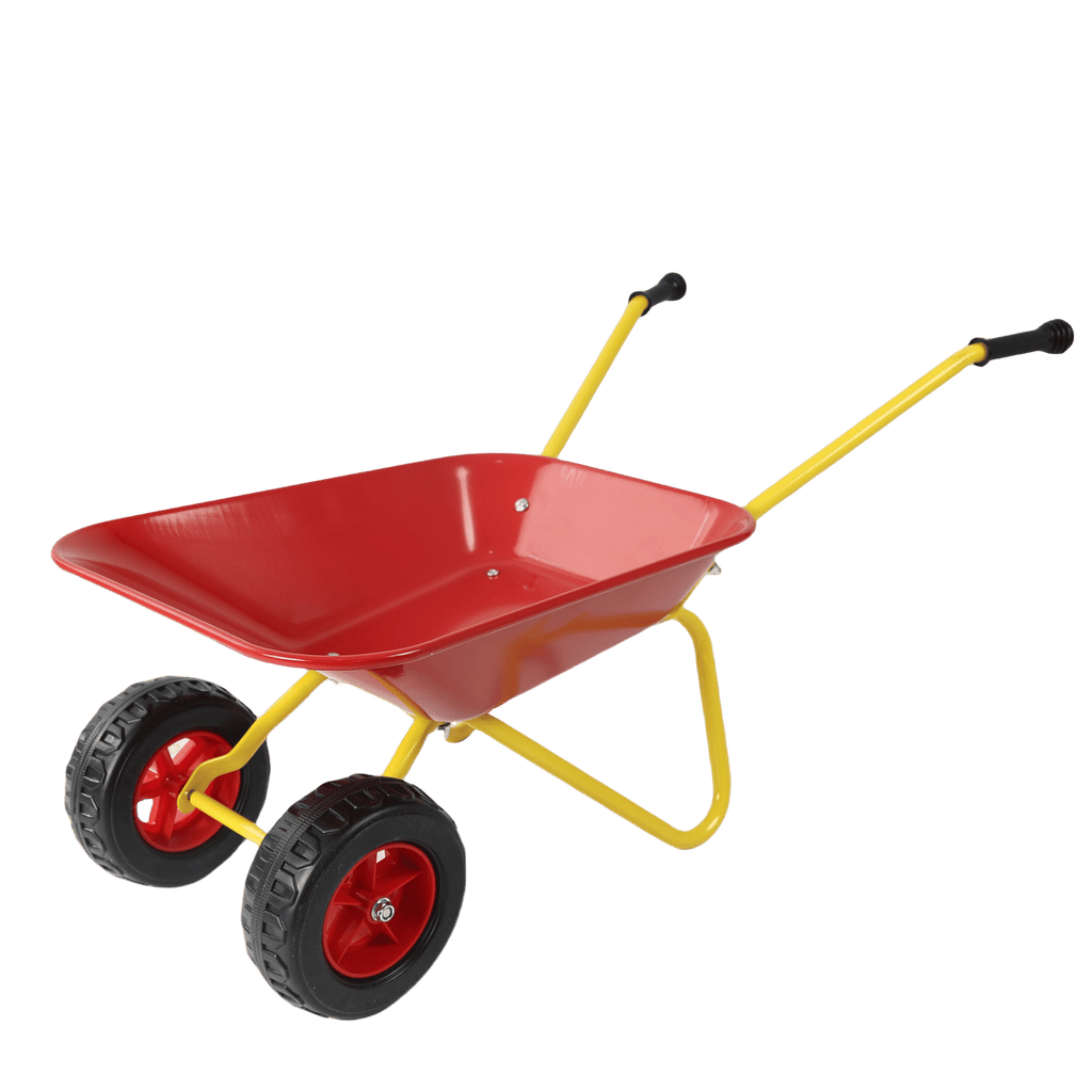 Children's metal trolley, children's trolley, children's heavy vehicle, metal structure two-wheeled trolley, steel pallet, can be used in gardens, loading leaves, soil, sand, etc. (red)