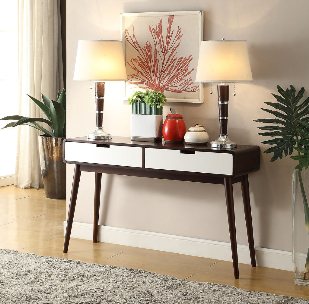 Christa White & Espresso Finish Sofa Table