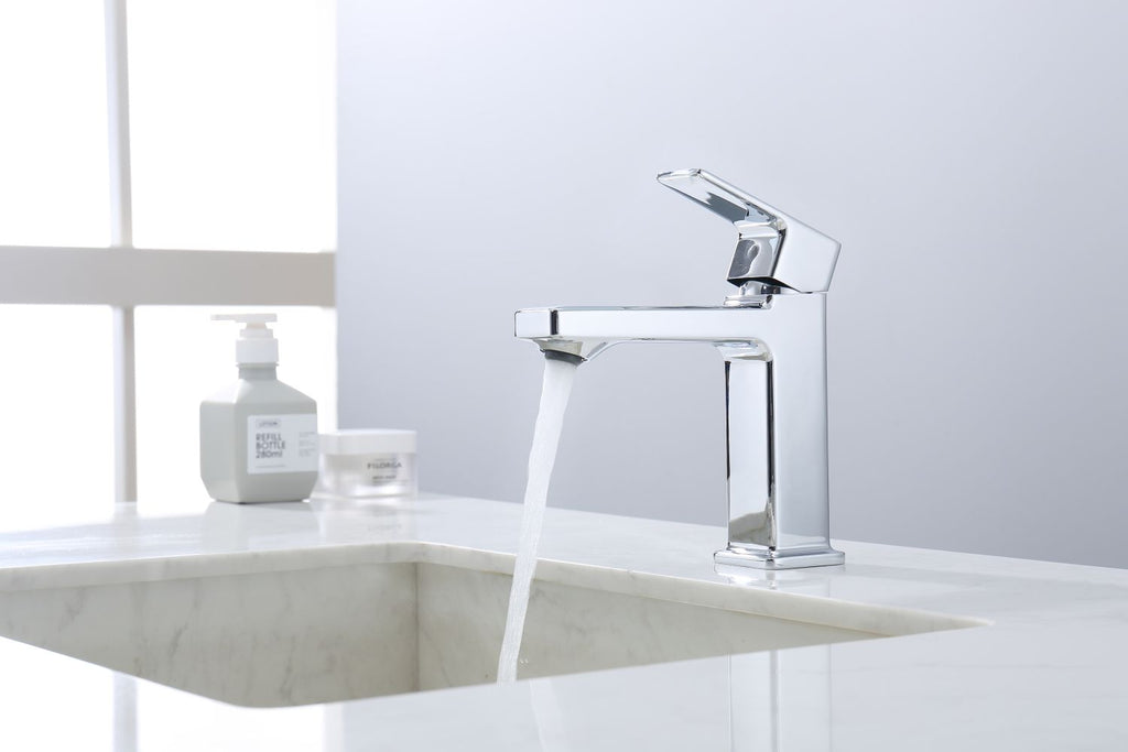 Chrome Single Hole Bathroom Faucet,Laundry Vanity Sink Faucet with Two 9/16" Hoses