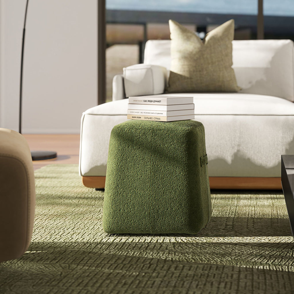Clyde 14" Tapered Square Upholstered Ottoman, Moss Green
