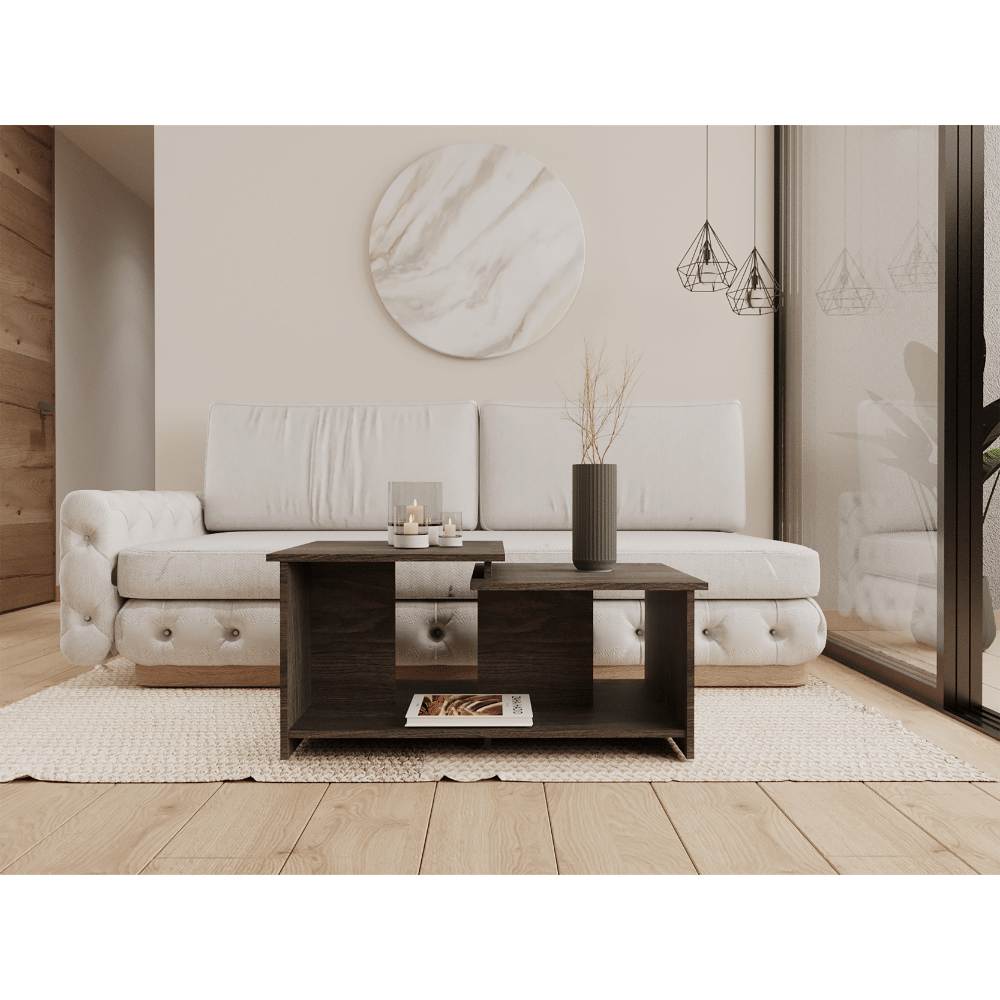 Coffee Table, Lower Open Shelf, Black