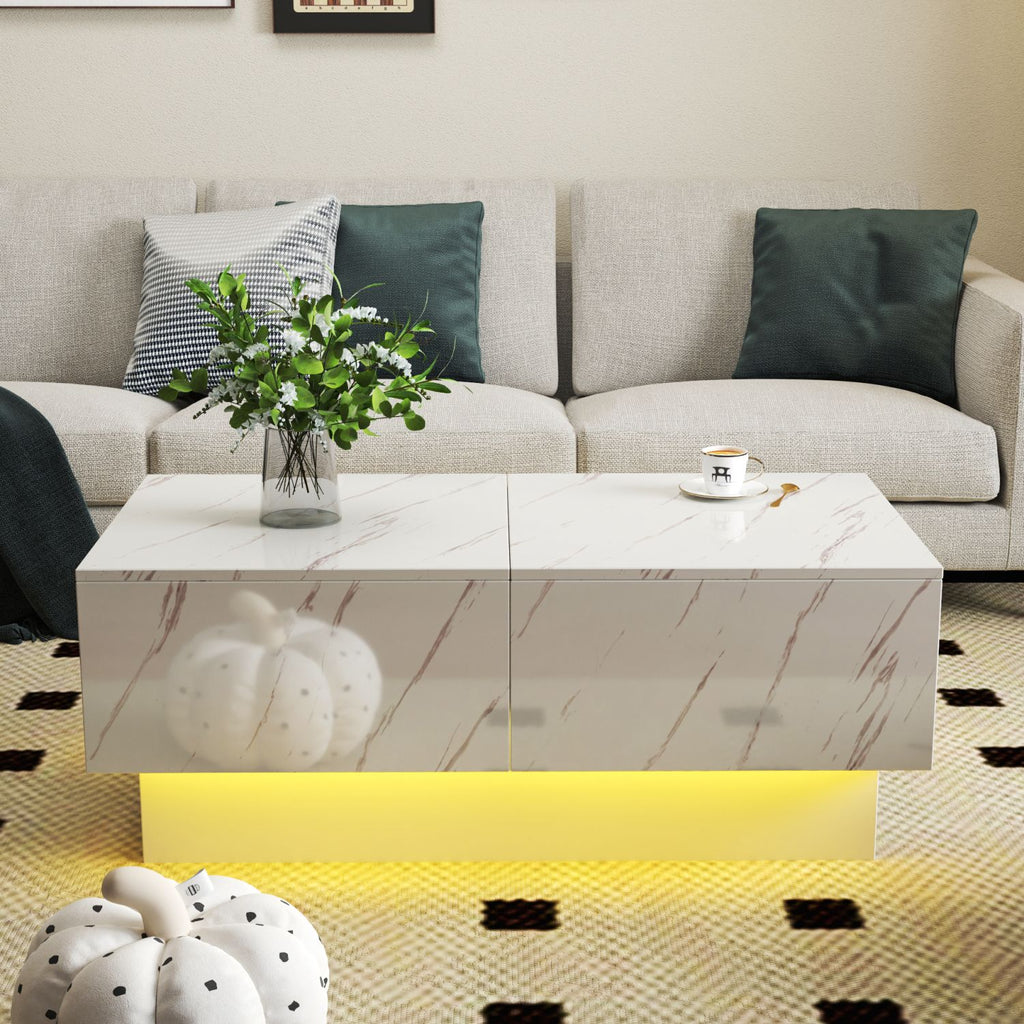 Coffee Table with Sliding Tabletop, Center Table with Hidden Storage Compartment, Extendable Table for Living Room