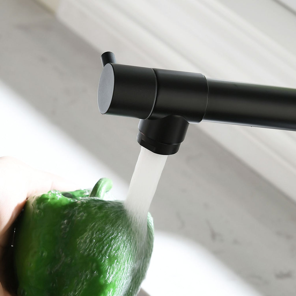 Commercial Kitchen Faucet Pull Down Sprayer Black and Nickel,Single Handle Kitchen Sink Faucet
