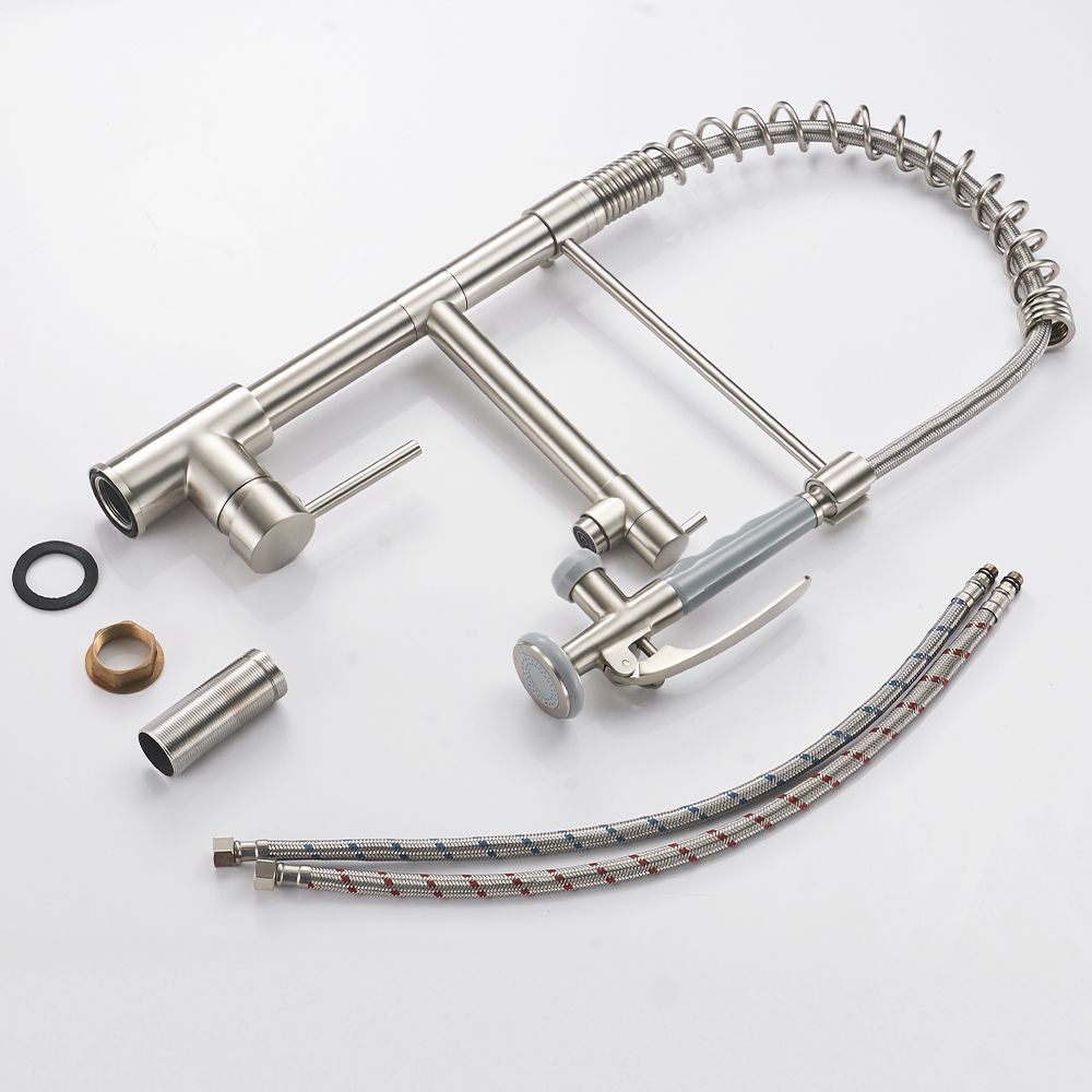 Commercial Kitchen Faucet Pull Down Sprayer Brushed Nickel,Single Handle Kitchen Sink Faucet