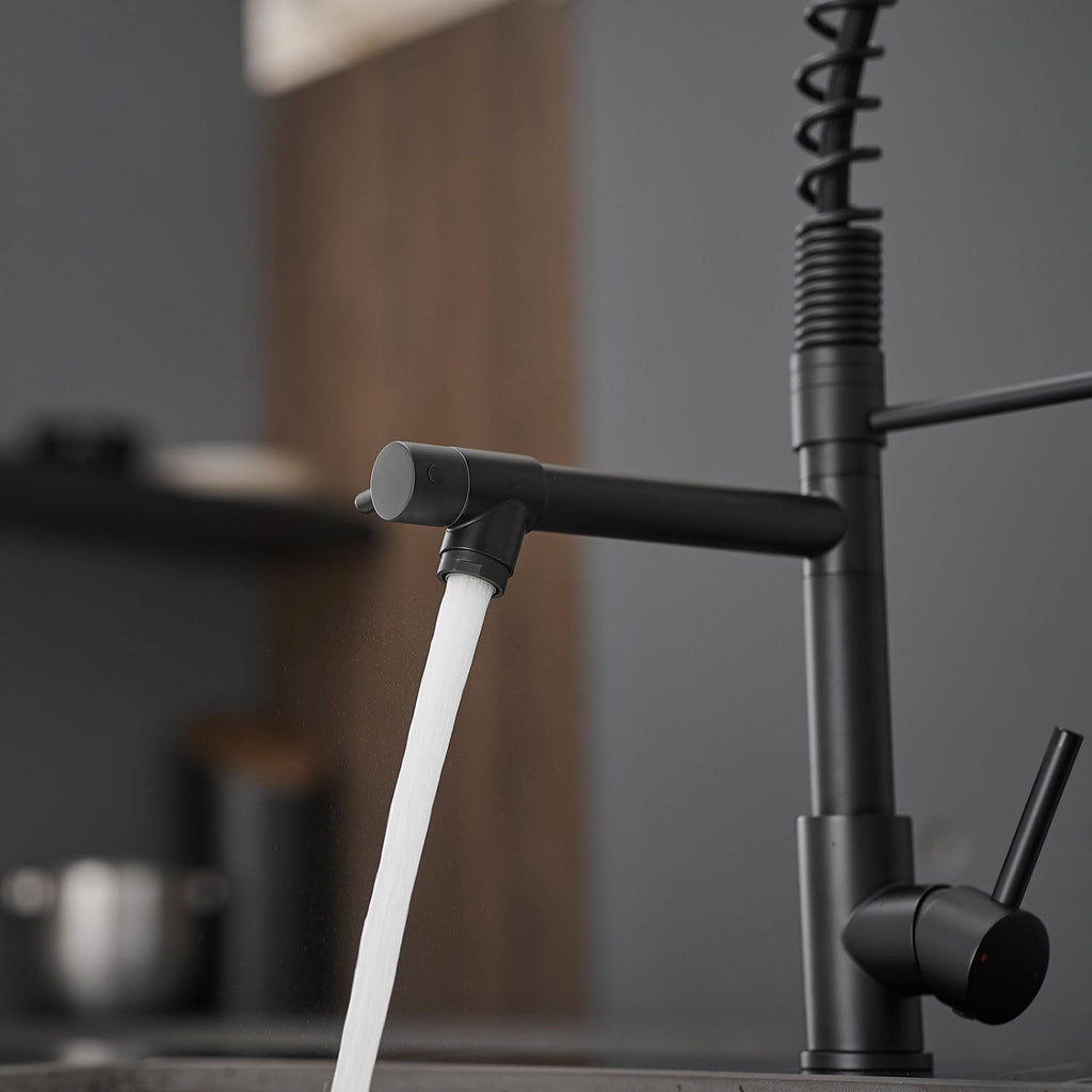 Commercial Stainless Steel Kitchen Faucet with Pull Down Sprayer, Single Handle Single Lever Kitchen Sink Faucet