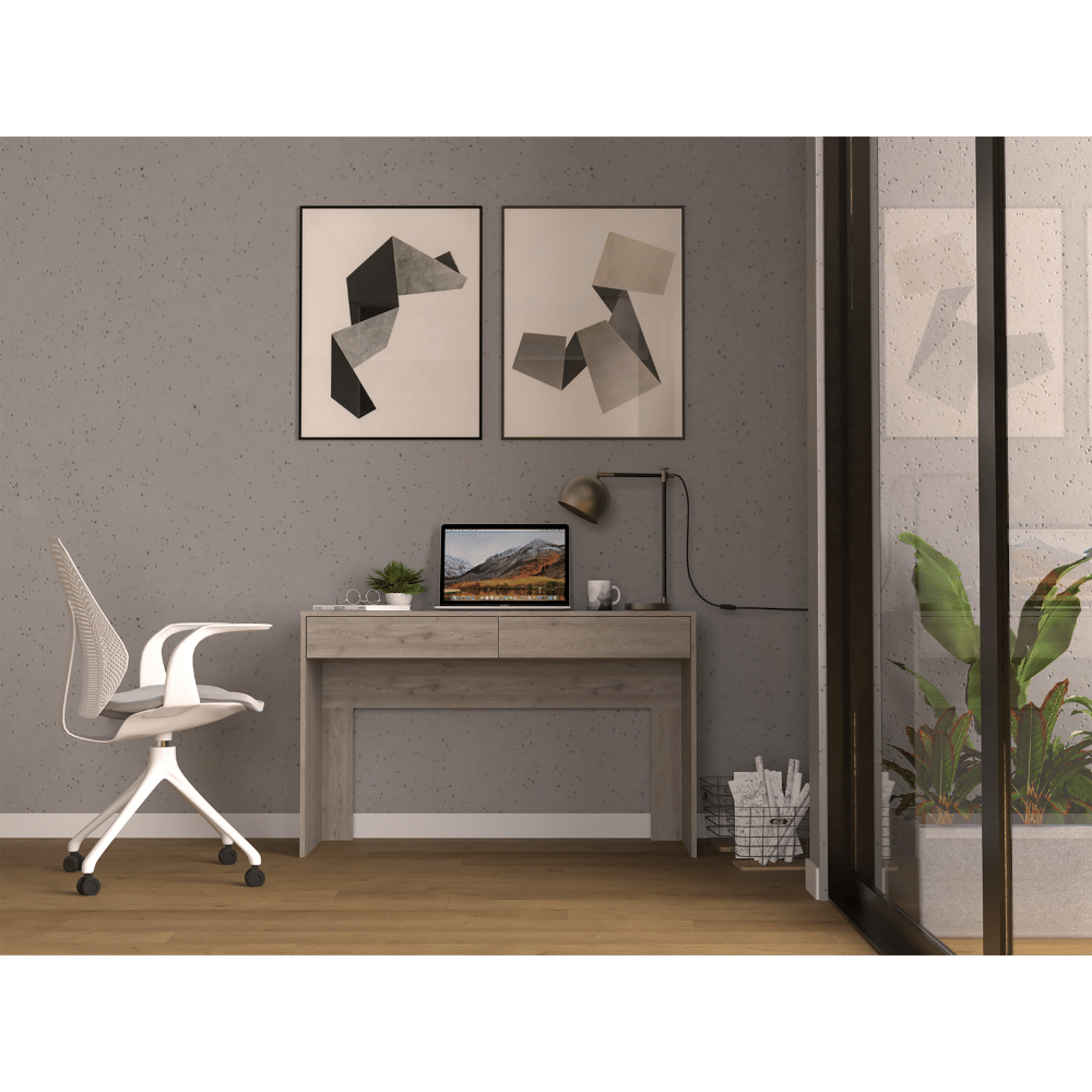 Computer Desk with Two Drawers Writing , Light Gray