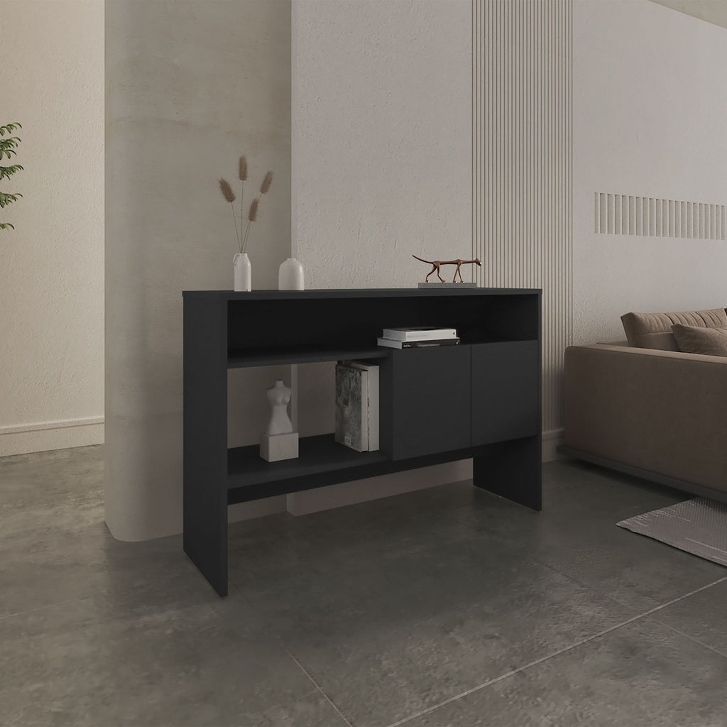 Console Table 31.8" H with 2 Doors and 3 Shelves, Black