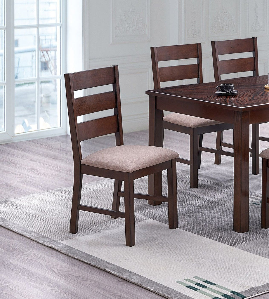 Contemporary Antique Cherry Set of 2pc Dining Chairs Solid wood Ladder Back Fabric Cushion Seat Chairs Dining Room Furniture