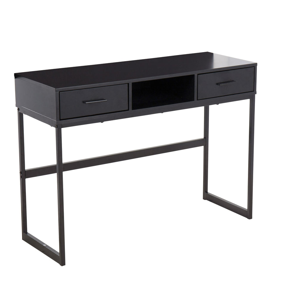 Contemporary Console Table in Black Metal and Black Wood