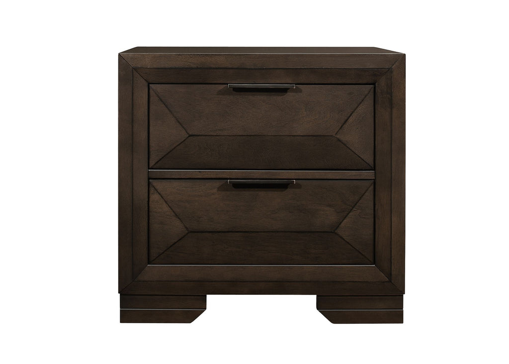 Contemporary Design 2-Drawers Nightstand 1pc Bedroom Furniture Warm Espresso Finish Raised Panel Front