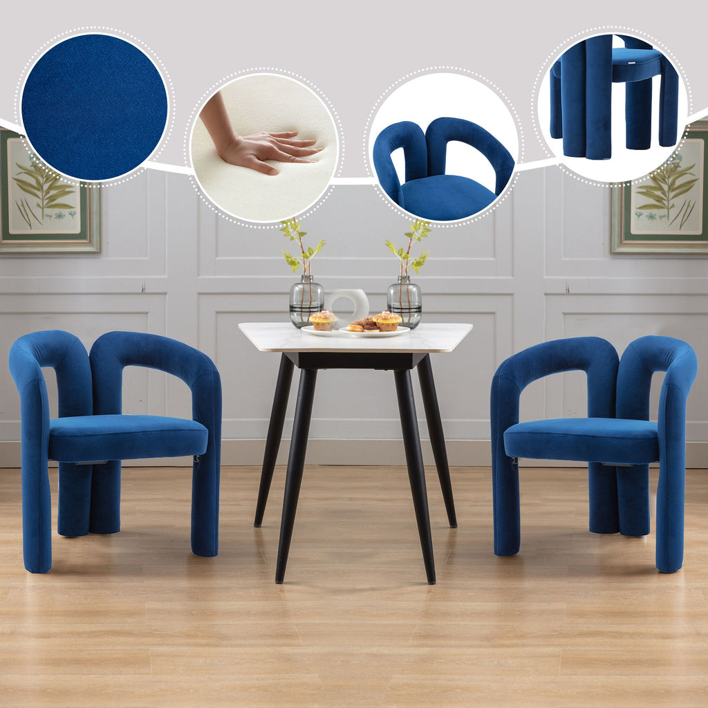 Contemporary Designed Velvet Fabric Upholstered Accent/Dining Chair /Barrel Side Chairs Kitchen Armchair for Living Room set of 2 (Navy Velvet)