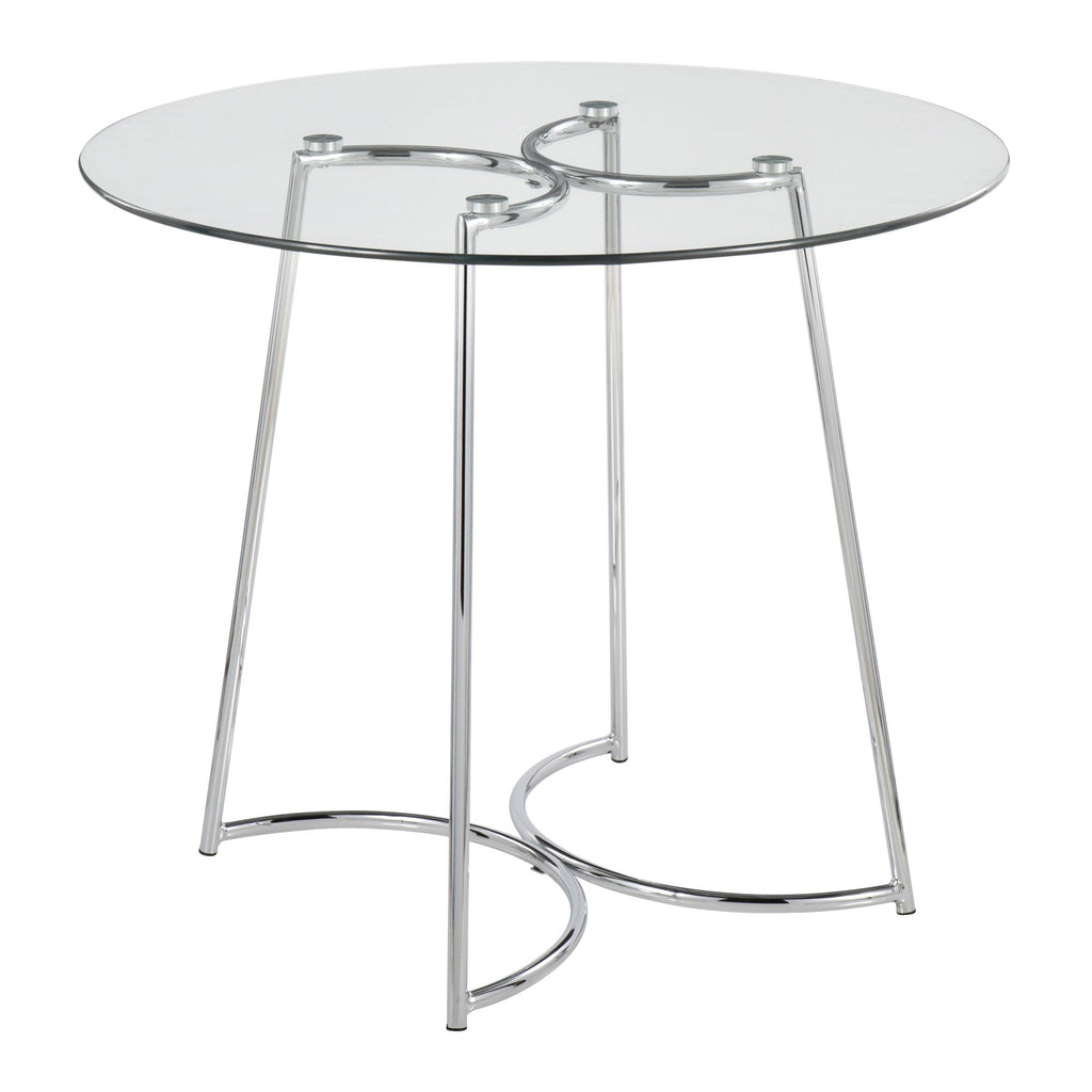 Contemporary Dinette Table in Chrome with Clear Glass Top