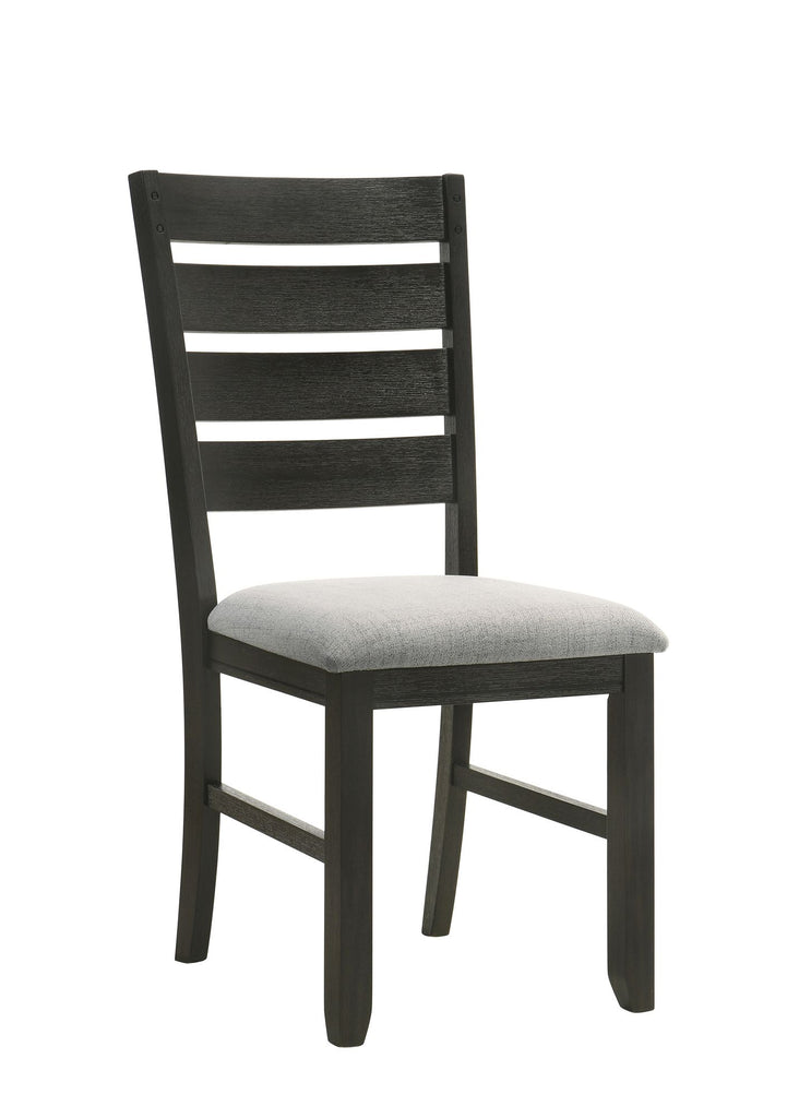 Contemporary Dining Chairs Set of 2 Wheat Charcoal Finish Solid Wood Fabric Cushion Side Chairs Kitchen Dining Room Furniture