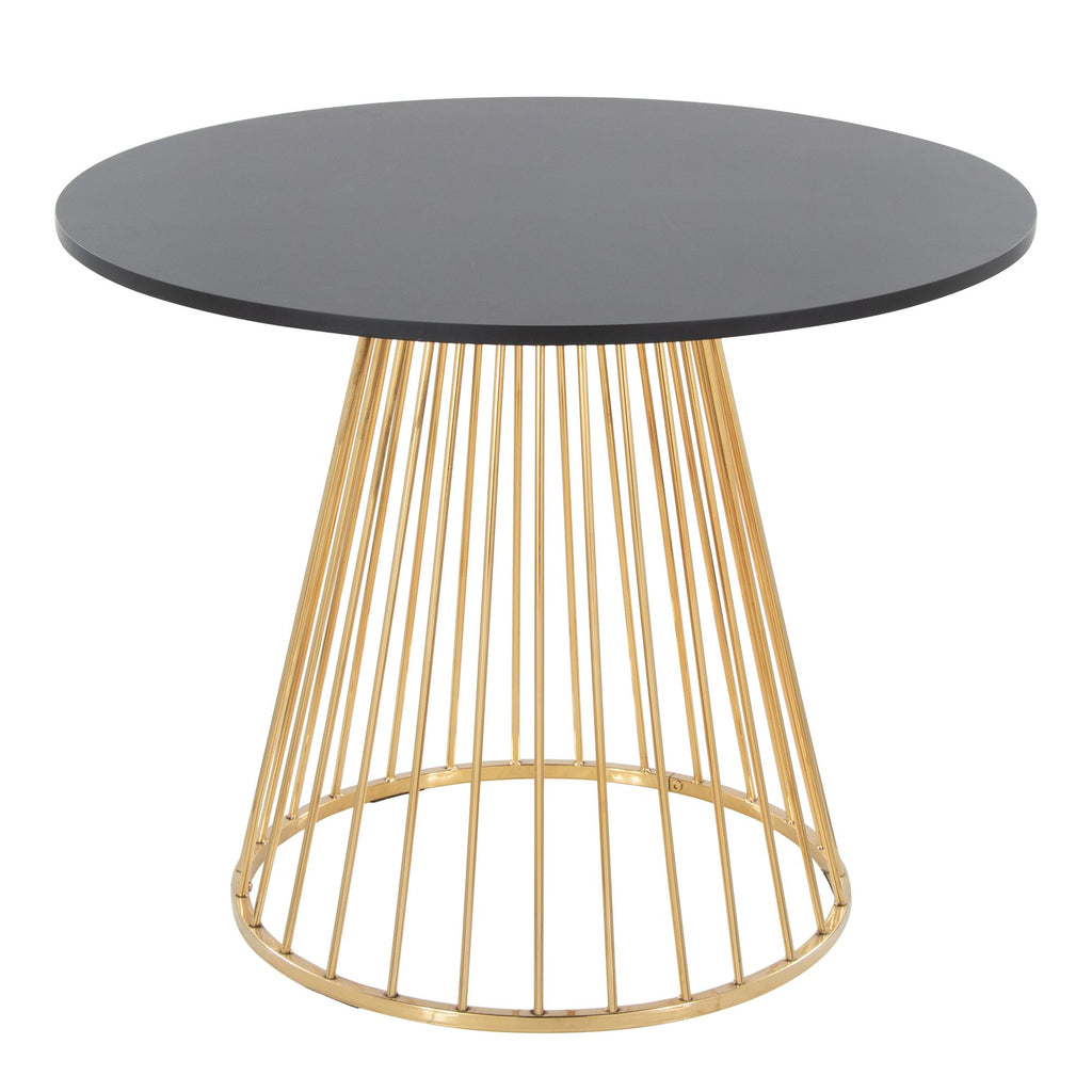 Contemporary Dining Table in Gold Metal and Black MDF