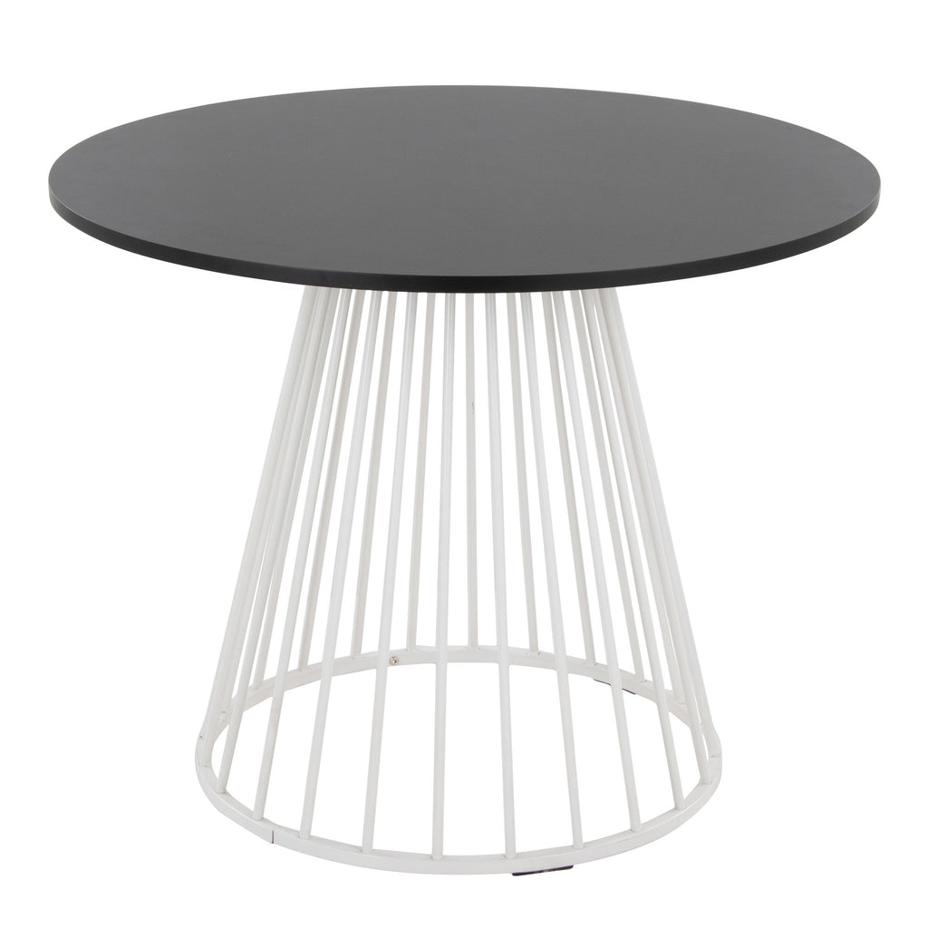 Contemporary Dining Table in White Metal and Black MDF