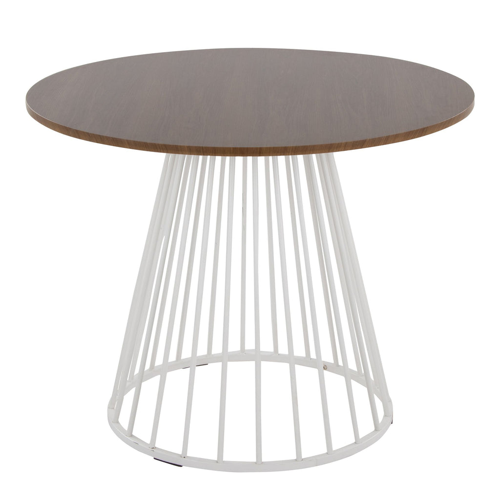 Contemporary Dining Table in White Metal and Walnut Wood