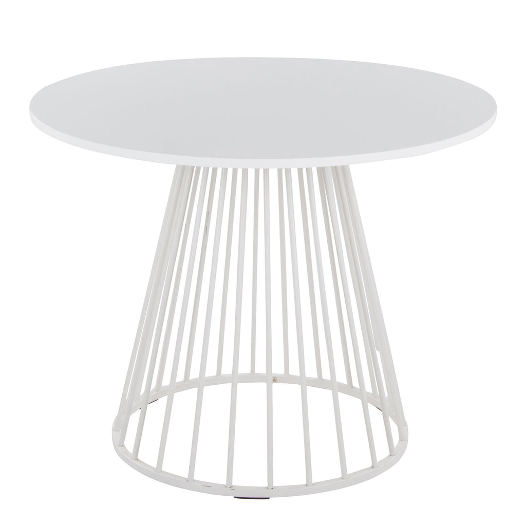 Contemporary Dining Table in White Metal and White MDF
