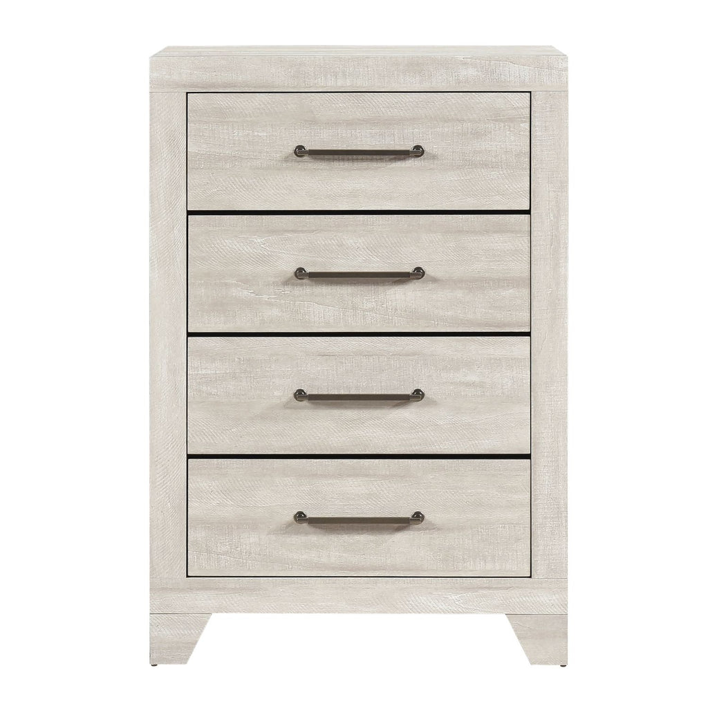 Contemporary Gray Oak Finish Storage Chest of 4x Drawers Wooden Bedroom Furniture 1pc