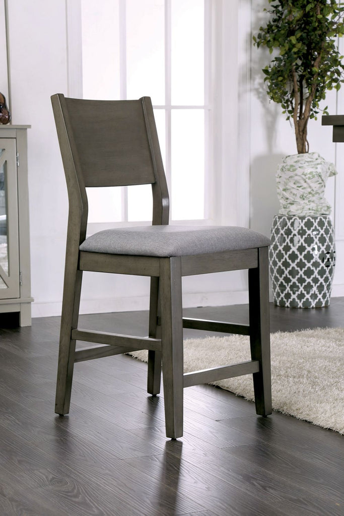 Contemporary Gray Set of 2pc High Chairs Padded Fabric Cushions Counter Height Chairs Dining Room Furniture
