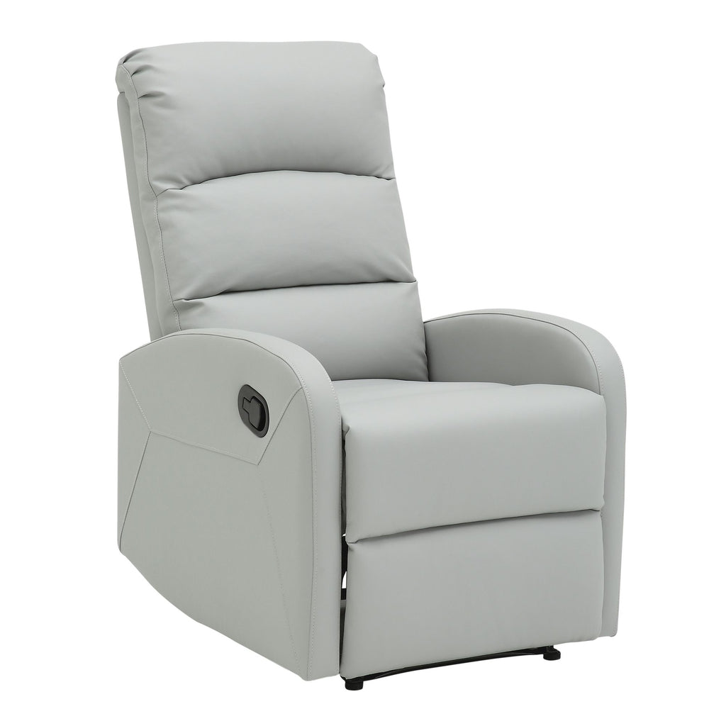 Contemporary Recliner Chair in Light Grey Faux Leather
