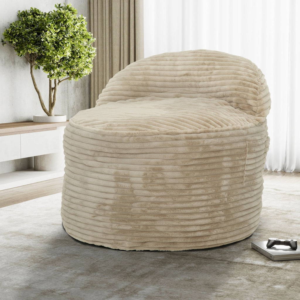 Convertible Memory Foam Bean Bag Chair, 2-in-1 Sofa Chair, Beige