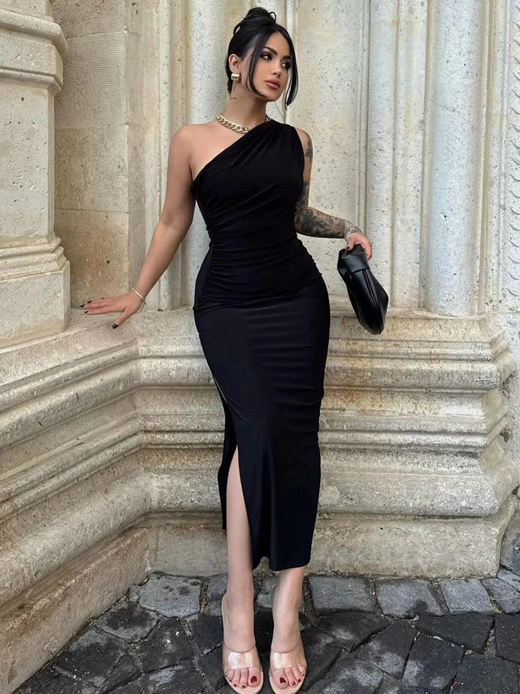 Elegant Black Maxi Dress for Women Summer Sleeveless Backless Slim Fit Casual Party and Clubwear - NIICY