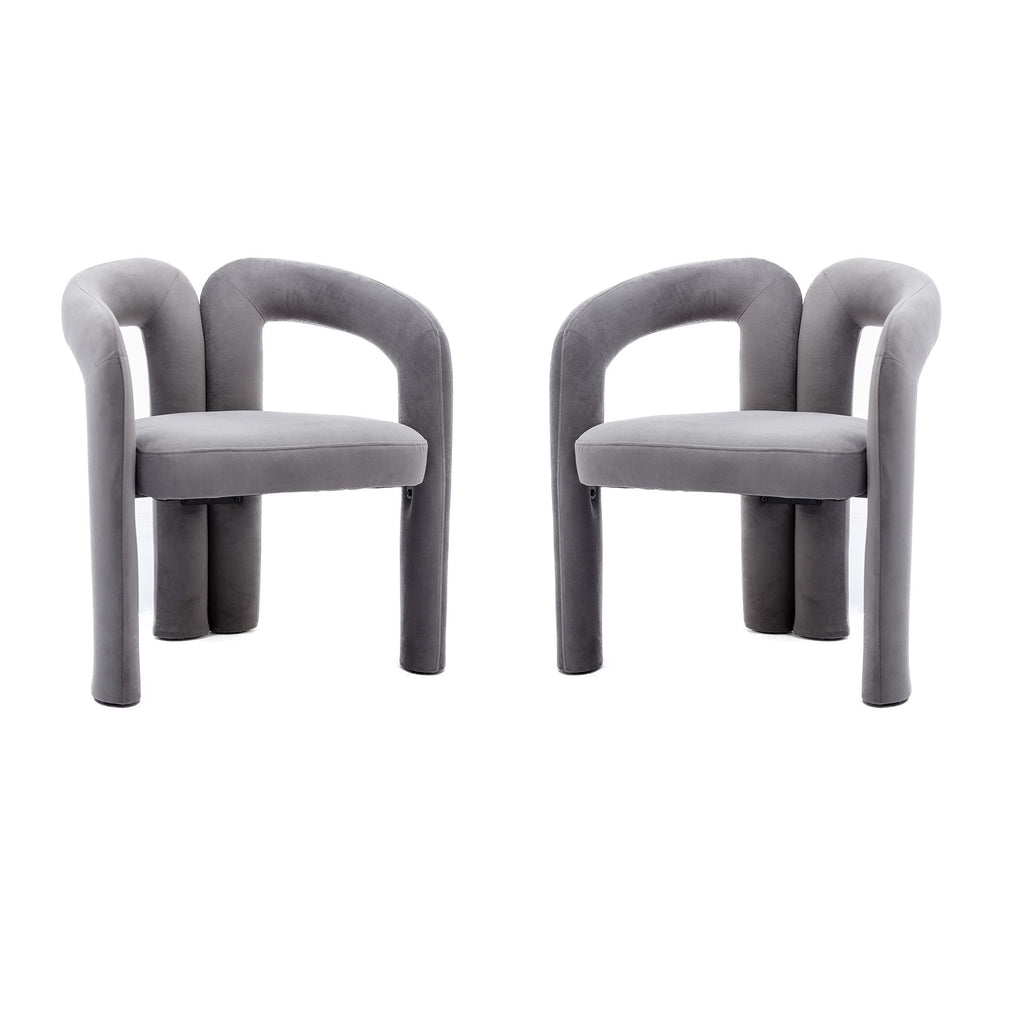 COOLMORE Contemporary Designed Velvet Fabric Upholstered Accent/Dining Chair /Barrel Side Chairs Kitchen Armchair for Living Room set of 2 (Gray Velvet)