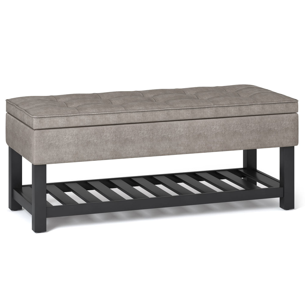 Cosmopolitan - Storage Ottoman Bench with Open Bottom - Distressed Grey Taupe