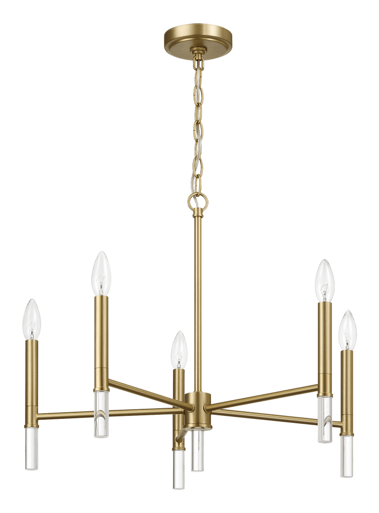 Courtyard Five Light Golden Brass Candle Light Chandelier 24"W × 17.75"H