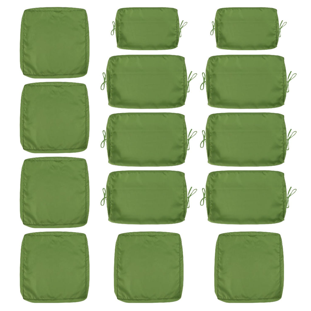 Cushion Covers for 7 Pcs (6-Seaters) Wicker Rattan Sectional Sofa, 14Pack Cushion Slipcovers Set Seat and Back,Outdoor Cushion Slipcover with Zipper, Khaki(Only Cover) Green