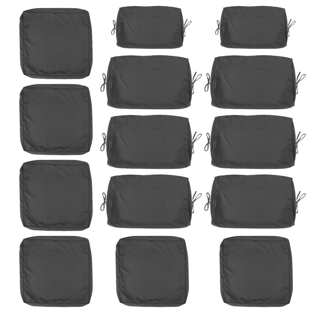 Cushion Covers for 7 Pcs (6-Seaters) Wicker Rattan Sectional Sofa, 14Pack Cushion Slipcovers Set Seat and Back,Outdoor Cushion Slipcover with Zipper, Khaki(Only Cover) Grey
