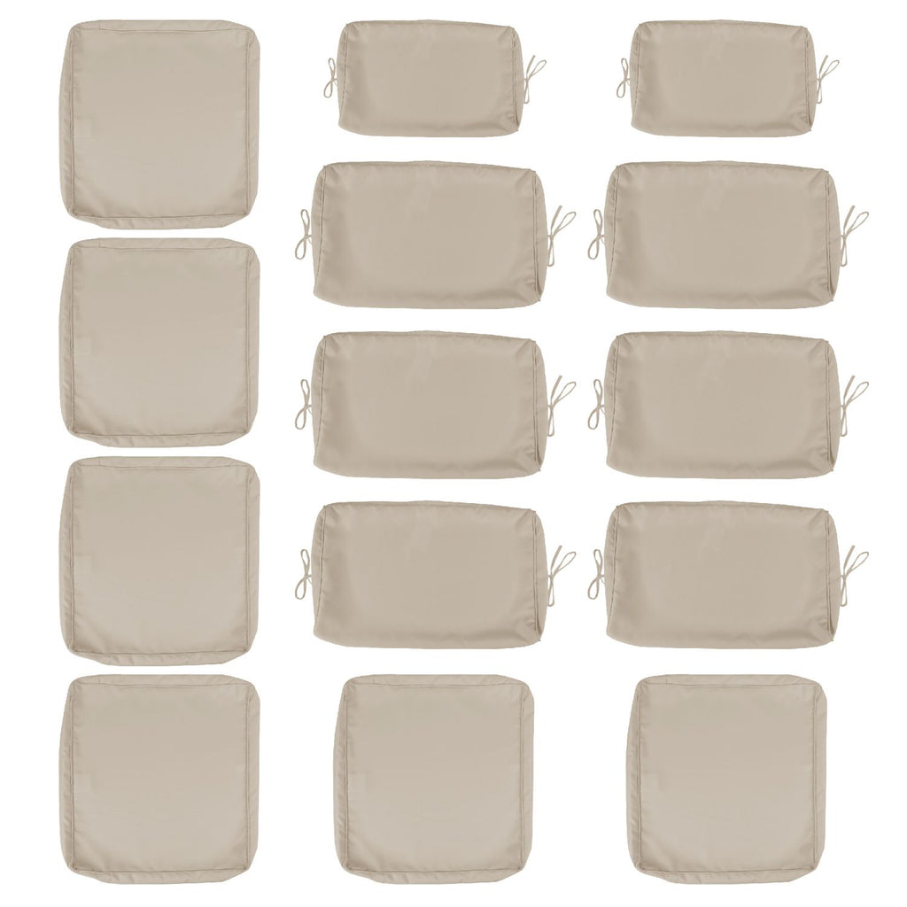 Cushion Covers for 7 Pcs (6-Seaters) Wicker Rattan Sectional Sofa, 14Pack Cushion Slipcovers Set Seat and Back,Outdoor Cushion Slipcover with Zipper, Khaki(Only Cover) Khaki