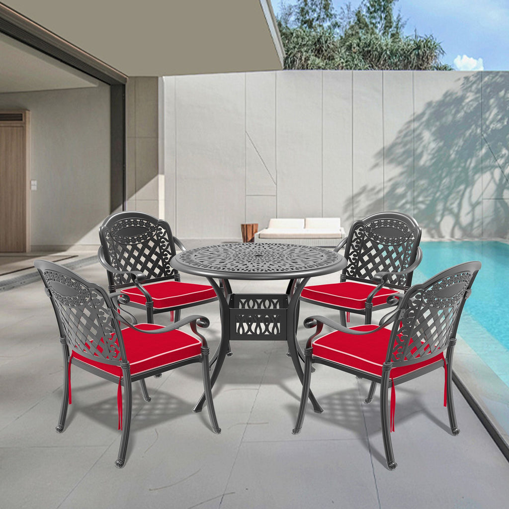 (Cushions In Random Colors)5-Piece Set Of Cast Aluminum Patio Furniture With Cushions