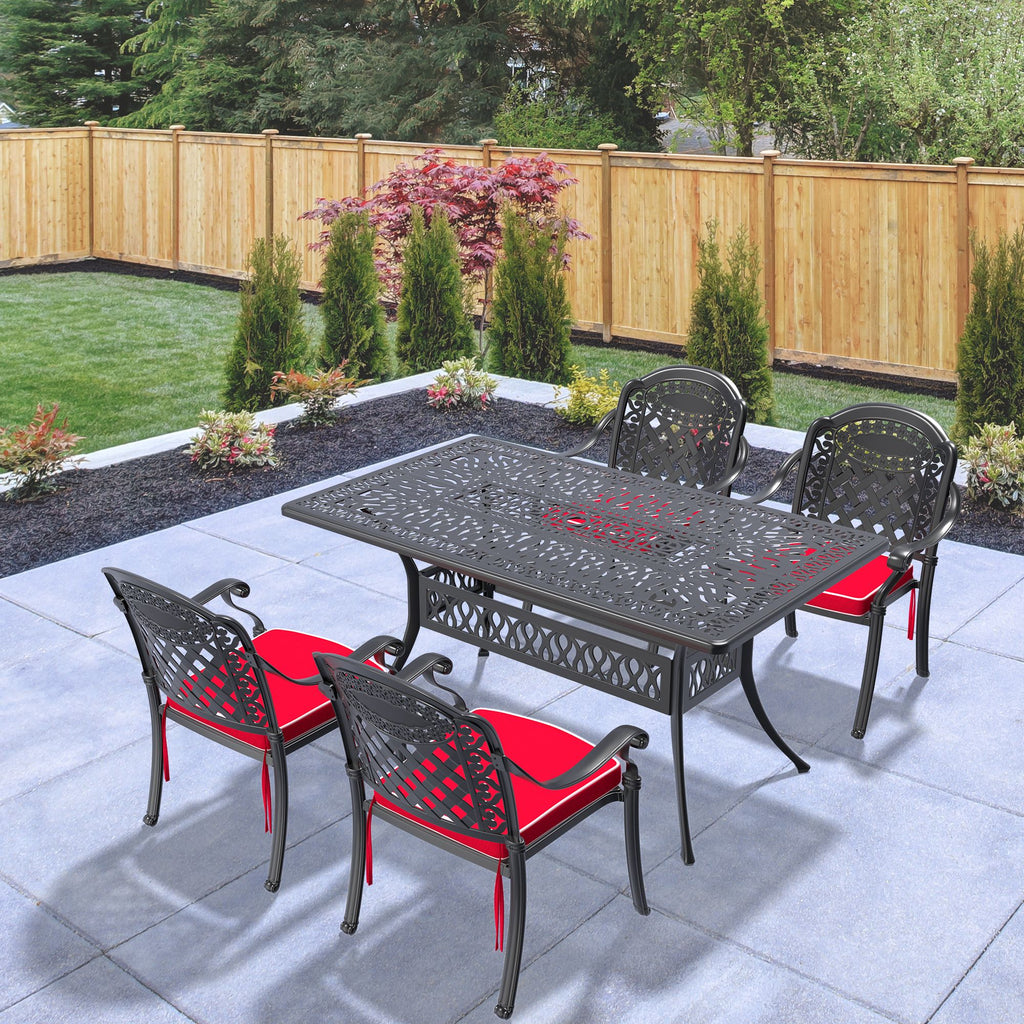 (Cushions In Random Colors)5-Piece Set Of Cast Aluminum Patio Furniture With Cushions