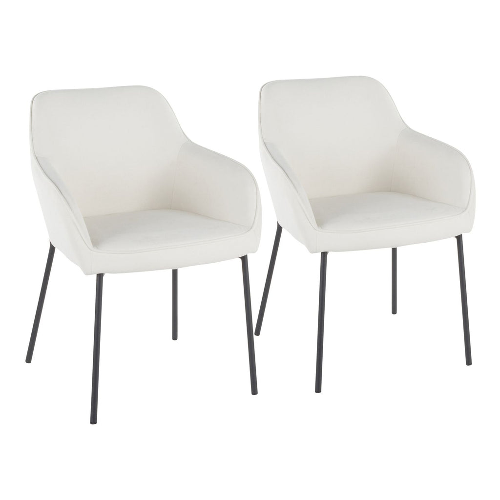 Daniella Contemporary Dining Chair in Black Metal and Cream Fabric by - Set of 2