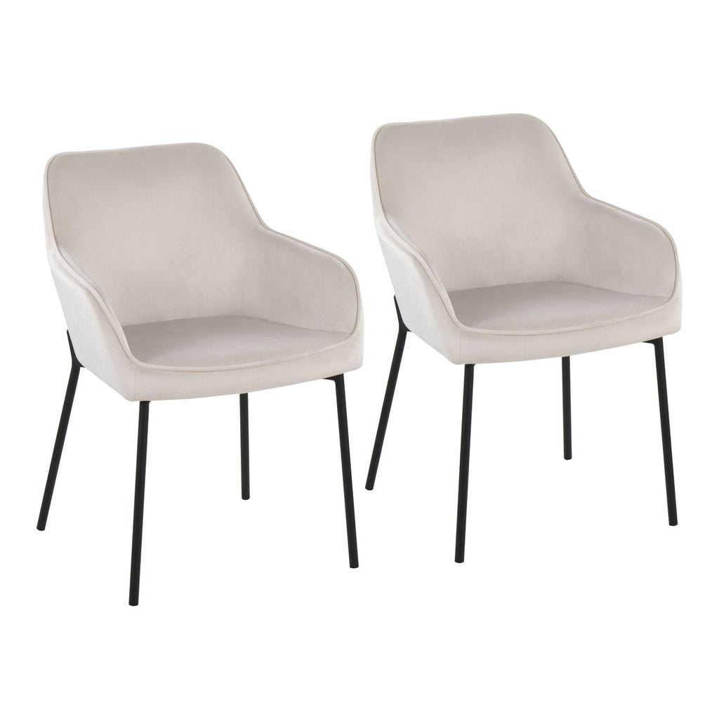 Daniella Contemporary Dining Chair in Black Metal and Cream Velvet by - Set of 2
