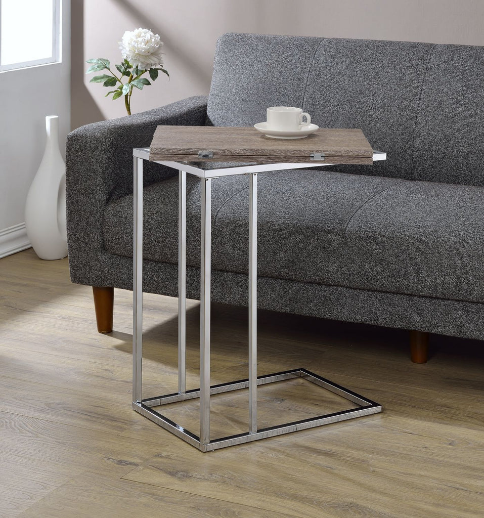 Danson Weathered Oak & Chrome Finish Accent Table