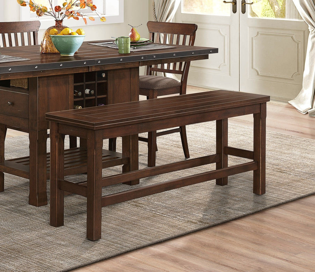 Dark Brown Finish Counter Height Bench 1pc Wooden Dining Classic Dining Kitchen Furniture
